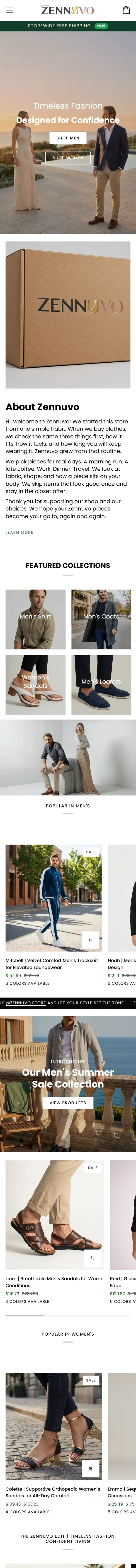 Full homepage of zennuvo.com on mobile